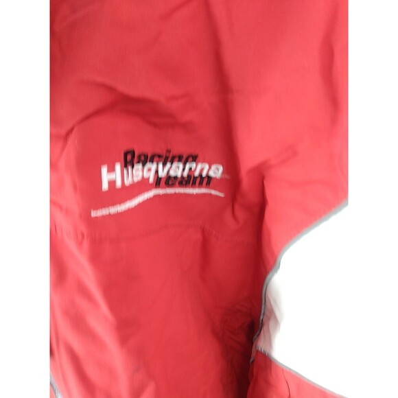 HUSQVARNA Men's Motorcycle Racing Team Jacket 2X Large Red White  Hooded Lined - Picture 2 of 10
